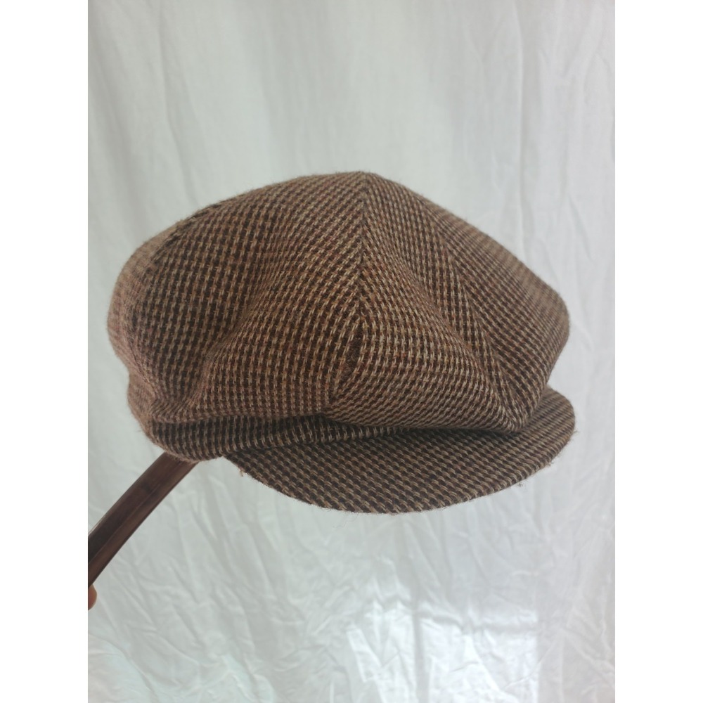 VTG London Imperial Newsboy Cap Size 7 Brown Tweed Wool Apple Cap Hat